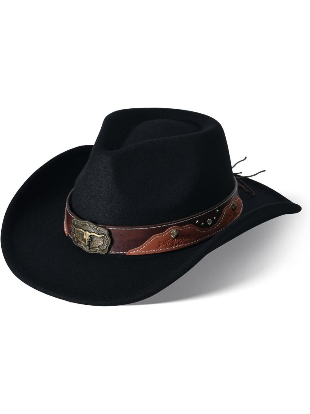 Women's Black 4 Western Cowgirl Hats Felt Fedora Hat Chapeau Halloween Costume